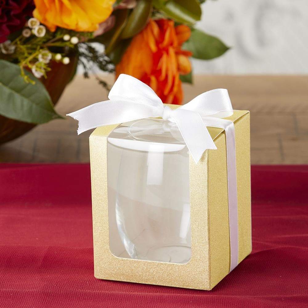 Gold 9 oz. Glassware Gift Box with Ribbon (Set of 12)