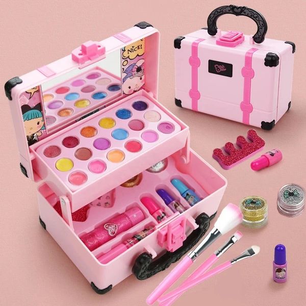 Childrens makeup and cosmetics toy box princess makeup and girl toy set lipstick eye shadow safe and non-toxic childrens toys 241210