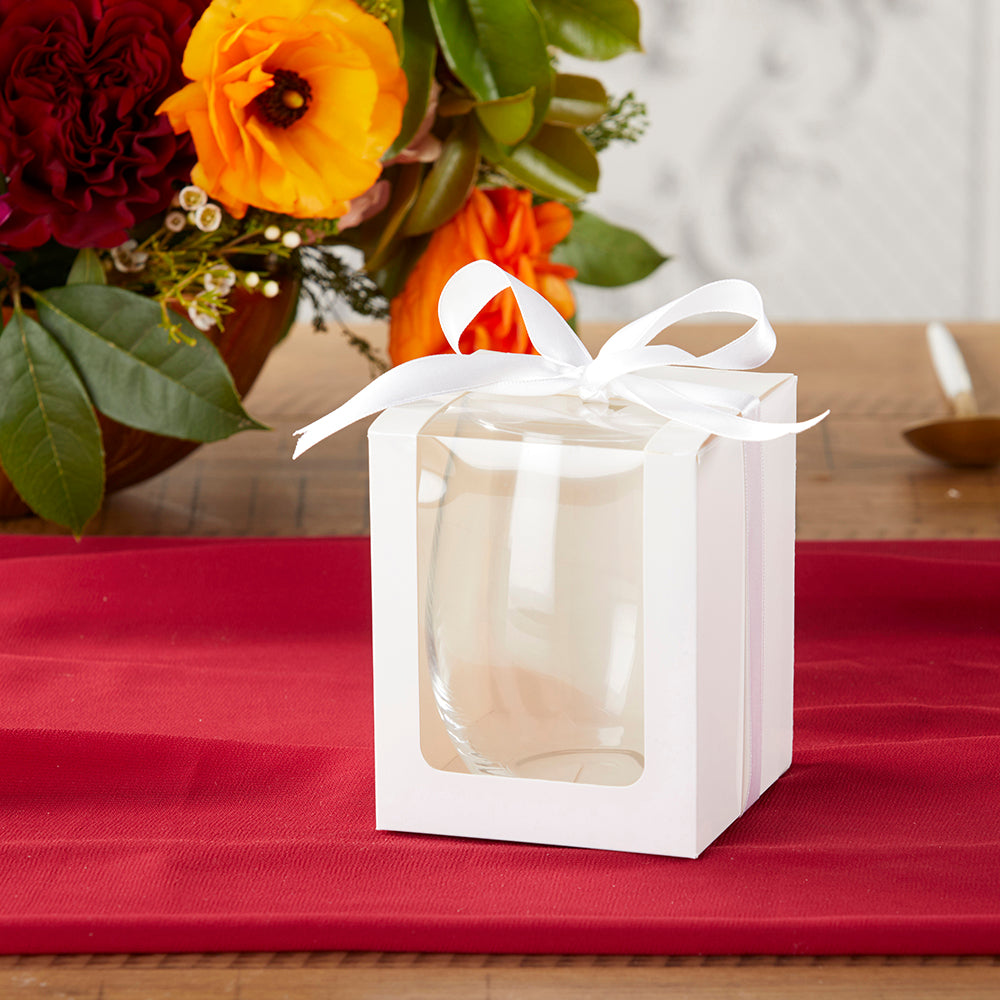 White 15 oz. Glassware Gift Box with Ribbon (Set of 20)