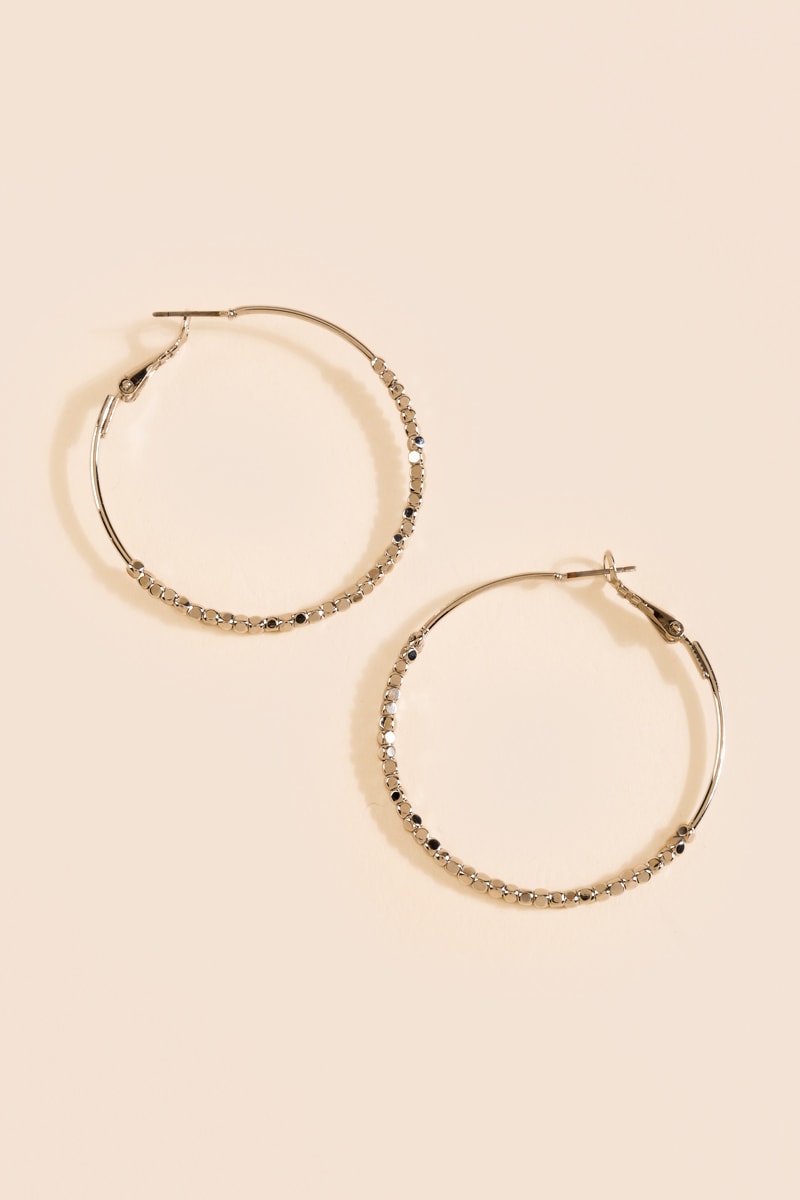 Women's Nia Large Beaded Hoops in Silver by Francesca's - Size: One Size