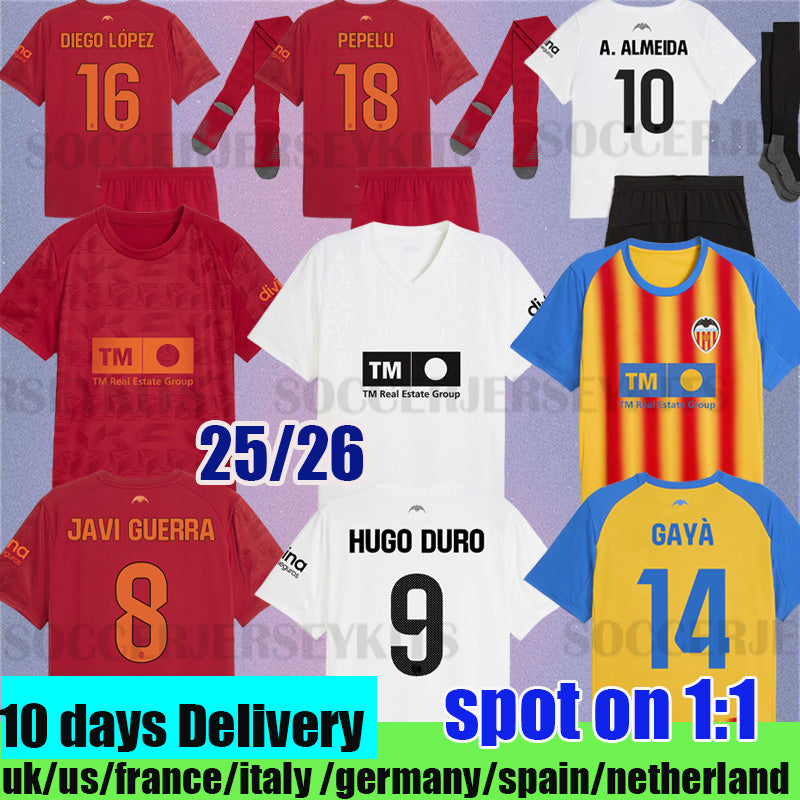 valencia cf 25 26 soccer jerseys camisetas de futbol men kids kit Valencia football shirts 2025 2026 third kids kit camiseta vcf HUGO DURO GAYA MUSA