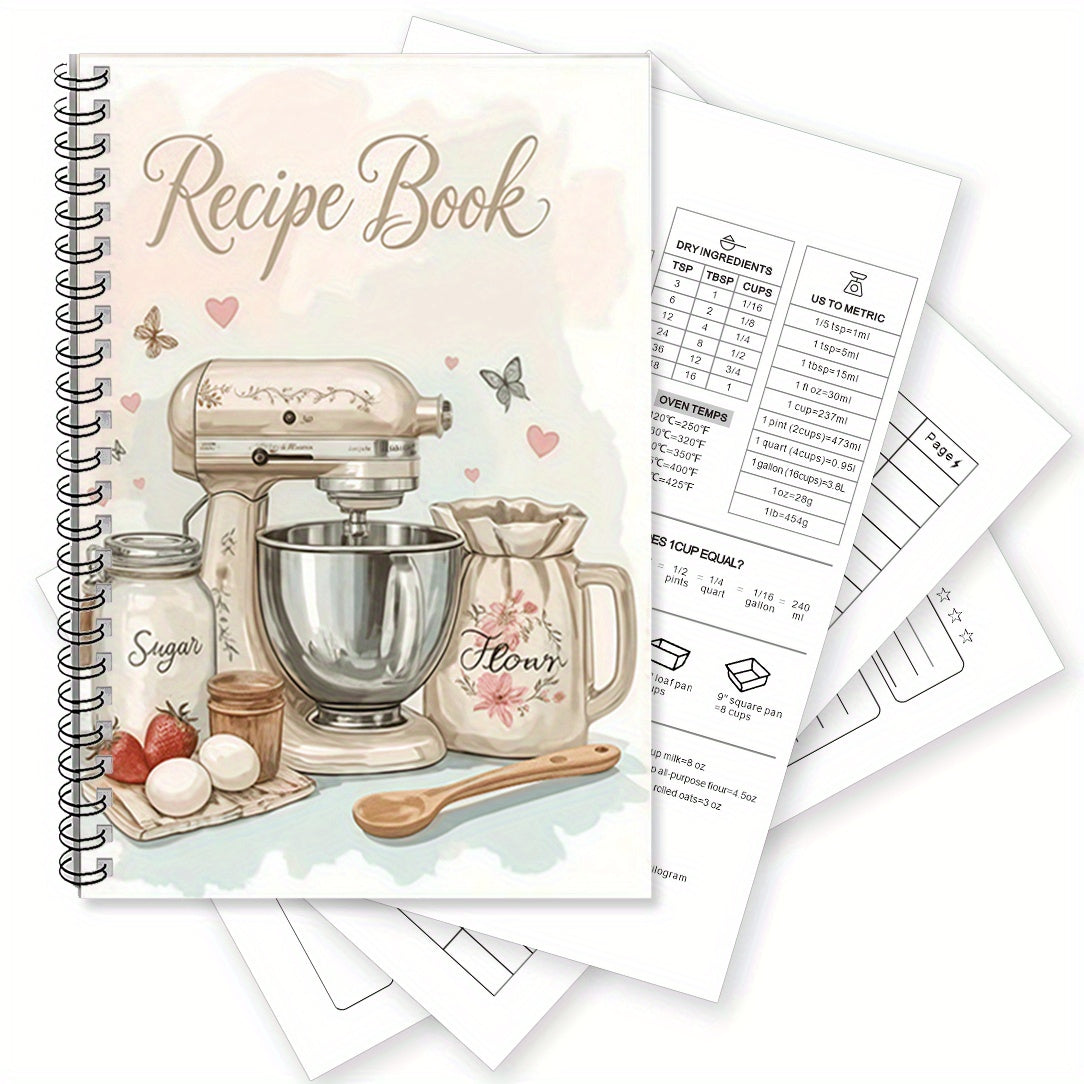 TEMU 1pc Exquisite Kitchenware Theme Recipe Book Practical Spiral Bound Recipe Notebook For Kitchens, Cooking Enthusiasts And Flavors Collecting, 5.5