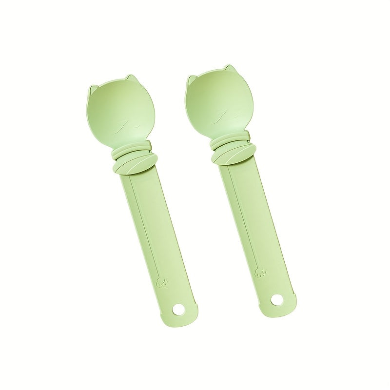 TEMU 2pcs Pawstrip Cat Treat Dispenser Spoon - , Mess-free Pet Food & Treat Dispensing Tool For Cats, Durable Synthetic Rubber, With Measurement ,