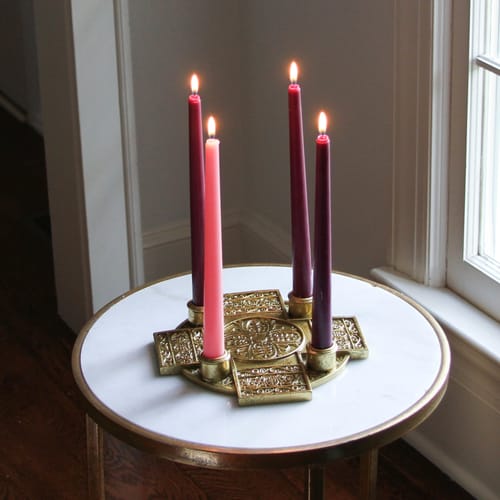Gold Cross Advent Candleholder