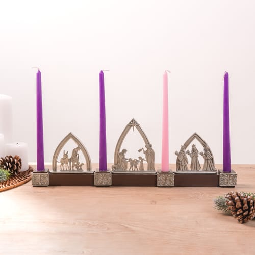 Nativity Advent Candleholder with Tapers