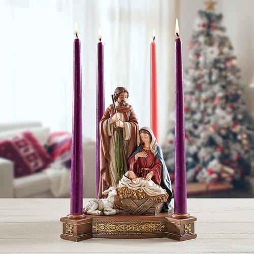Holy Family in Adoration Advent Candleholder