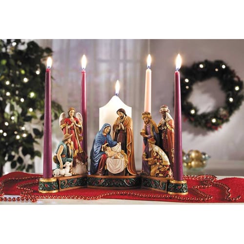 Pillar &amp;amp; Taper Nativity Advent Candleholder