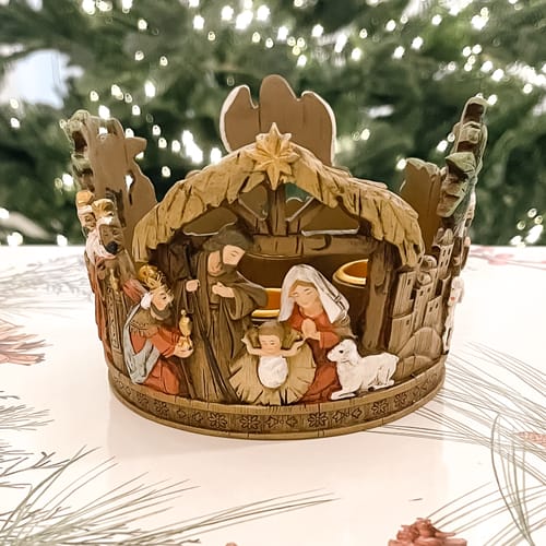 Colorful Nativity Scene Advent Wreath Candleholder