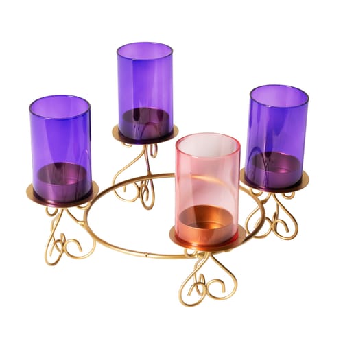 Gold Metal Advent Glass Candleholder