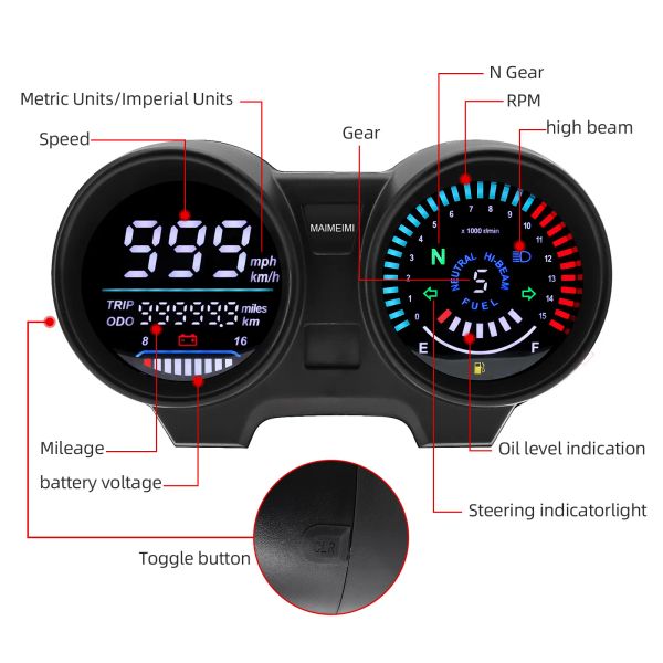 Newest Digital LED Electronics Motorcycle Temperature Meter Speedometer For Brazil for TITAN for Honda CG150 2004-2009 Fan150