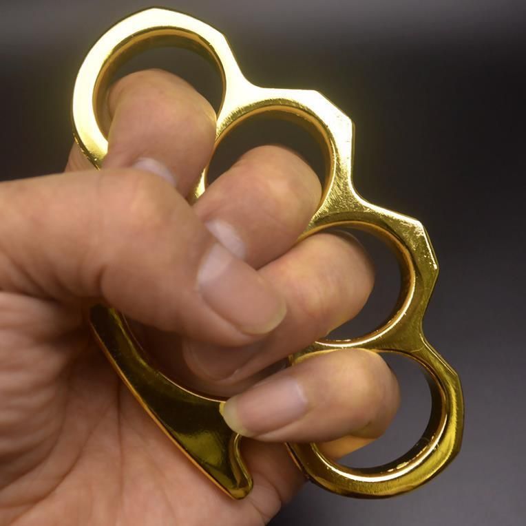 HW103 73G Thick Steel Brass Knuckle Dusters with Rope Men Boxing Pendant -2 Women Personal Security Tool