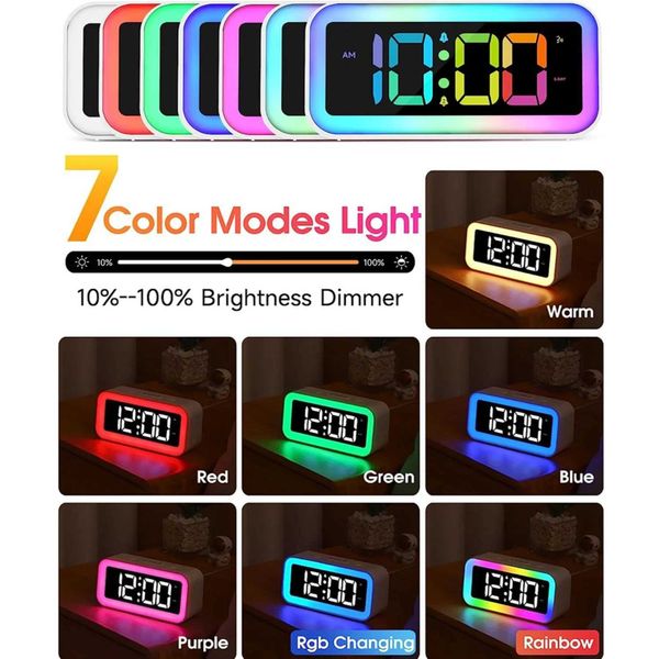 Enhance Your Slee Experience with this Stylish Modern and Functional Night Light Alarm Clock - Upgrade Your Bedside TableT250114