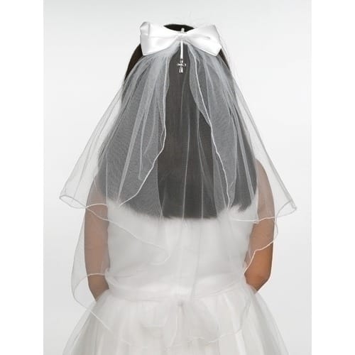Jessica First Communion Bow-Cross Charm Veil