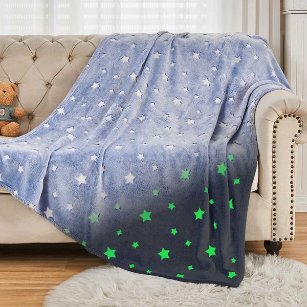 Grow in the Dark Blanket Gifts for Girls Toys para flanela de aniversário de meninas de 1 a 10 anos de idade, flanela macia aconchegante par