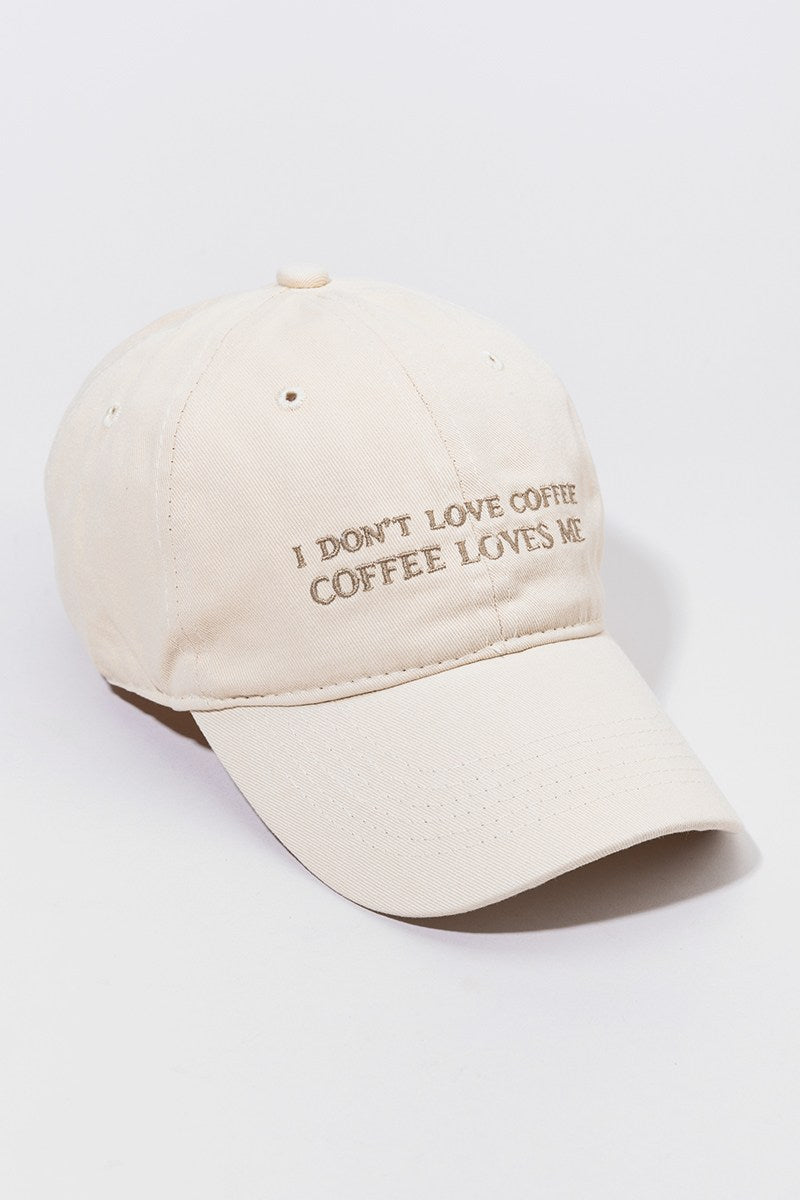 Women's I don't Love Coffee Baseball Hat in Beige by Francesca's - Size: One Size