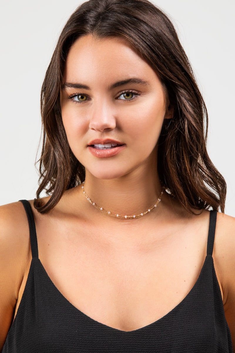 Women's Lesly Beaded Layered Choker in Ivory by Francesca's - Size: One Size