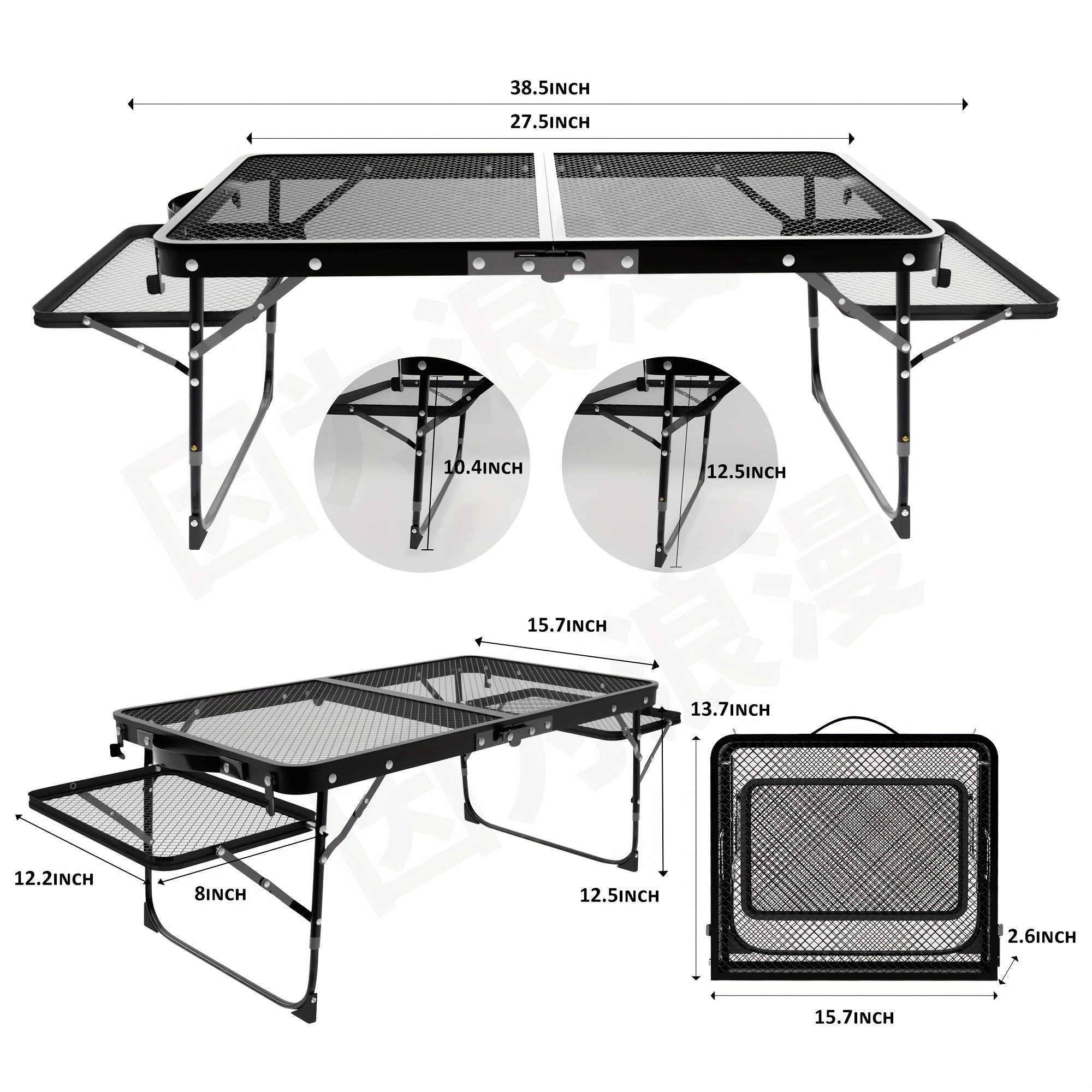 TEMU 27 Inch Folding Pet Grooming Table, Trimming Table Made Of Aluminum Alloy With 2 Wing Plates, Adjustable Height Mesh Tabletop, Suitable For Pet