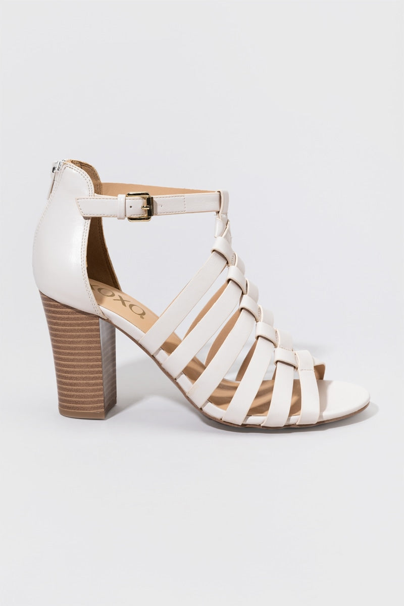 Women's XOXO Baxter Caged Stacked Heels in Ivory by Francesca's - Size: 7.5