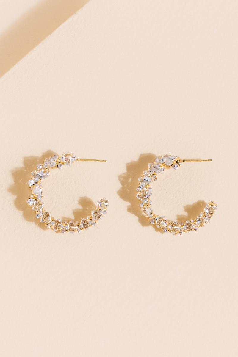 Women's Emma 3D CZ Cut Hoops in Gold by Francesca's - Size: One Size