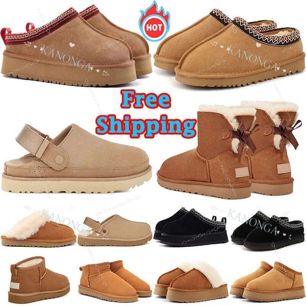 Free Shipping Tazz Tasman Slippers Australia Designer Boots Womens Platform Slides Sandals Winter Snow Warm Shoes Classic Mini Ankle Black P