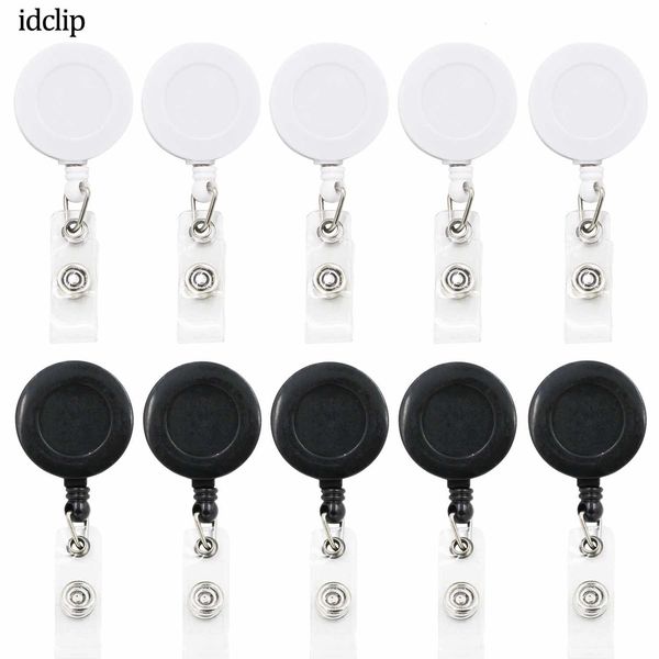 Other Office School Supplies idclip 10 Pieces black white Retractable Badge Holder ID Badges Reel Clip On Card Holders with Alligator Clips