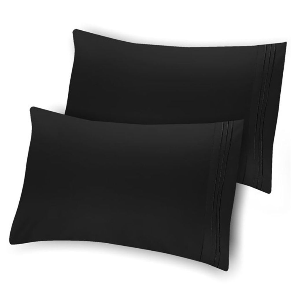 Hannah Linen Queen or King Pillowcases (Set of 2) - Queen - Black