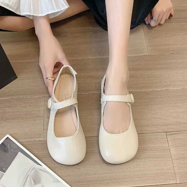Shoes Wens Flat Shoes Soft Round Casual Shallow Mouth Dress New Summer Buckle Solid Color Daily Wear Simple Style Y241107