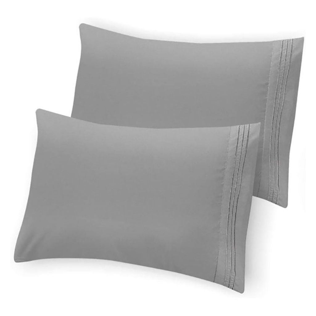 Hannah Linen Queen or King Pillowcases (Set of 2) - King - Grey