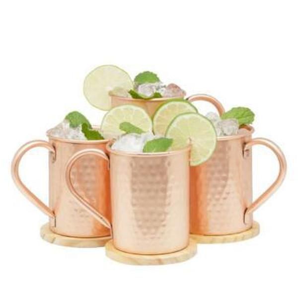 16oz Moscow Mule Beer Cup Moscow Mule Mug Copper Mug Rose Gold Hammered Copper Plated Drinkware 6pcs