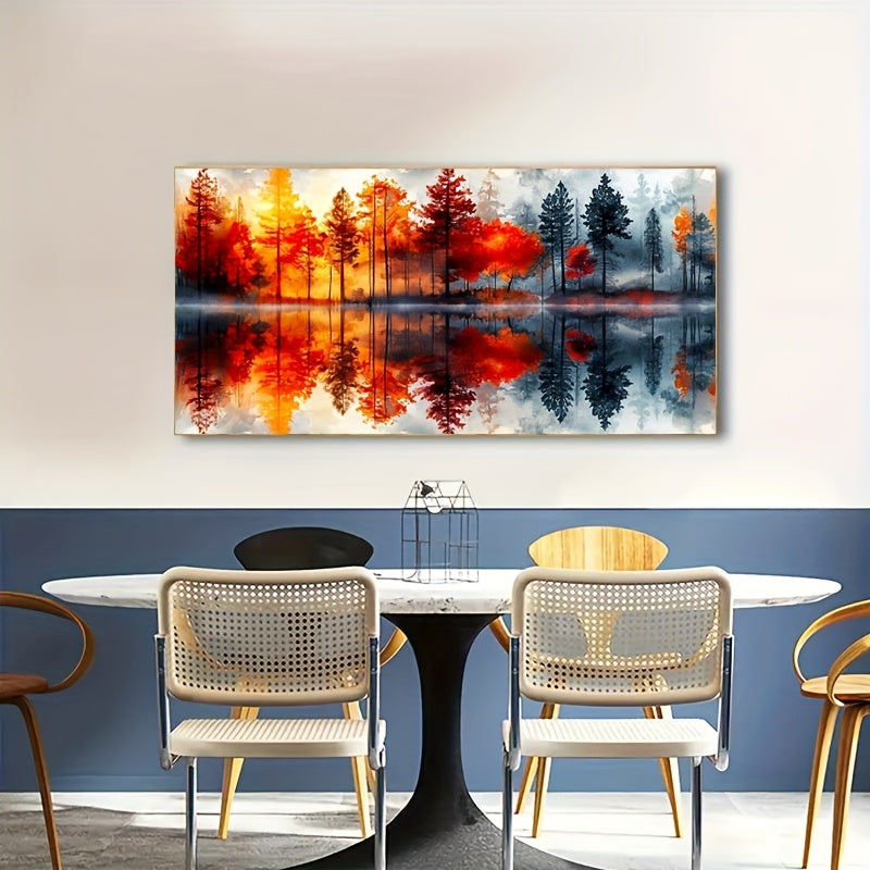 TEMU 1pc Forest 5d Diamond Painting, Round Art Craft, 15.7x31.5 Inch Wall Decor For Living Room, For & Beginners - Ideal Halloween & Christmas Home