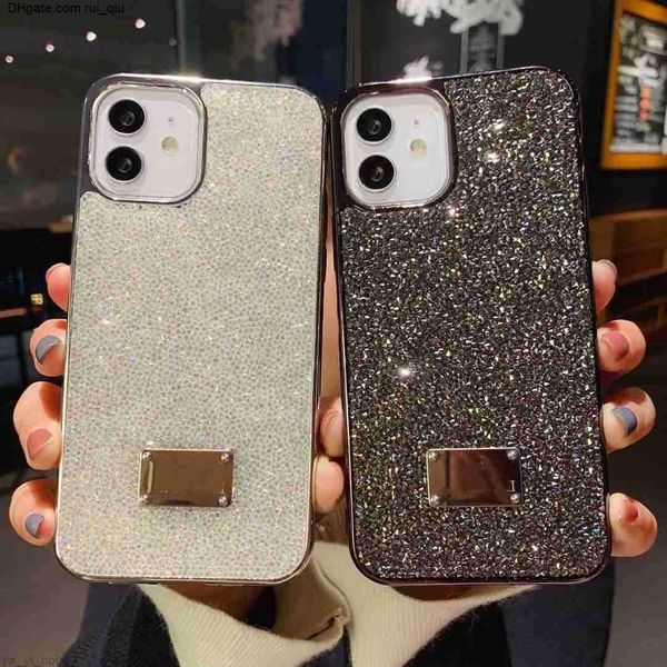 Glitter Bling Luxury Phone Cases For Iphone 15 13 Pro Max i 14 11 XS XSmax XR 14pro Fashion Designer Plating Rhinestone Diamond Women Soft S