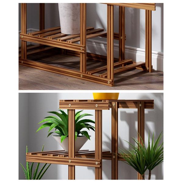 Wooden 3 Tier Plant Stand Rack Multiple Flower Pot Holder Shelf Indoor Outdoor Planter Display Shelving Unit For Patio