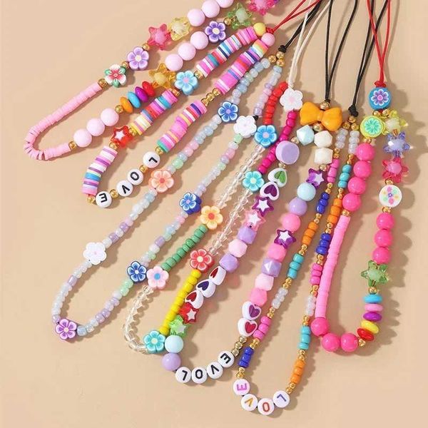 Cell Phone Straps Charms Colorful Chain Lanyard Mobile Phone Keychain Strap Anti-lost Summer Lanyard for Iphone 12 Hanging Phone Charm Phone