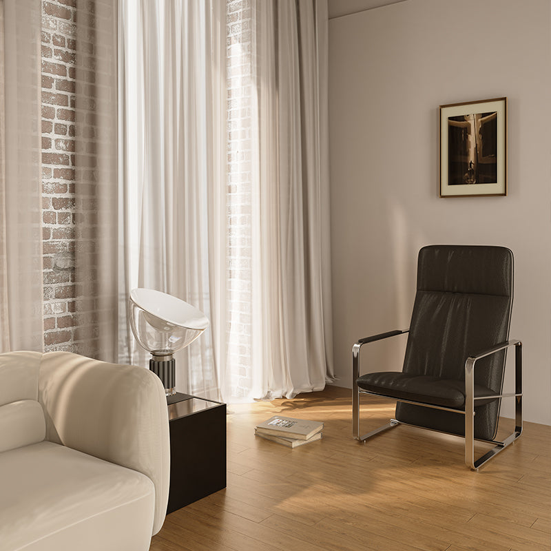 Living Room Furniture Modern Grey Leather - Upholstered Kite - Inspired Lounge Chair with Stainless Steel Frame