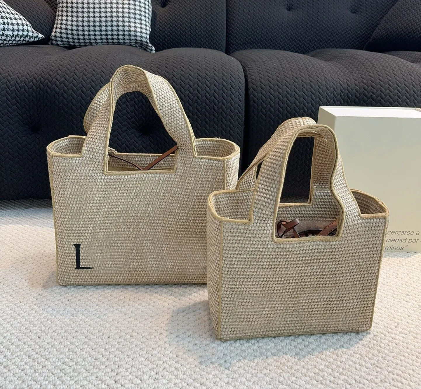 designer straw Woody Beach Designer Handbag tote Women&#039;s Fashion High Quality Shoulder Large Capacity Shopping Bag Two color bag 2a