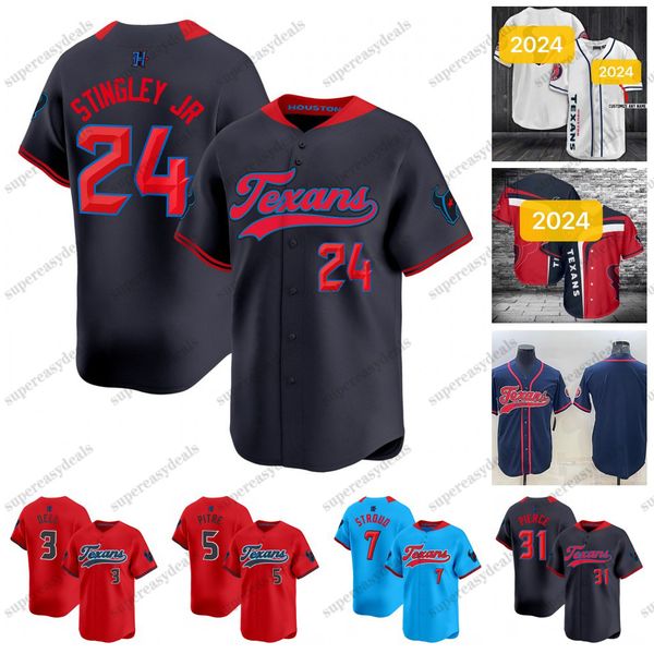 2024-25 Texan baseball Jerseys Stefon Diggs 7 CJ Stroud Will Anderson Jr Tank Danielle Hunter Joe Mixon Cade Stover JJ Watt Foster 99 Watt 7