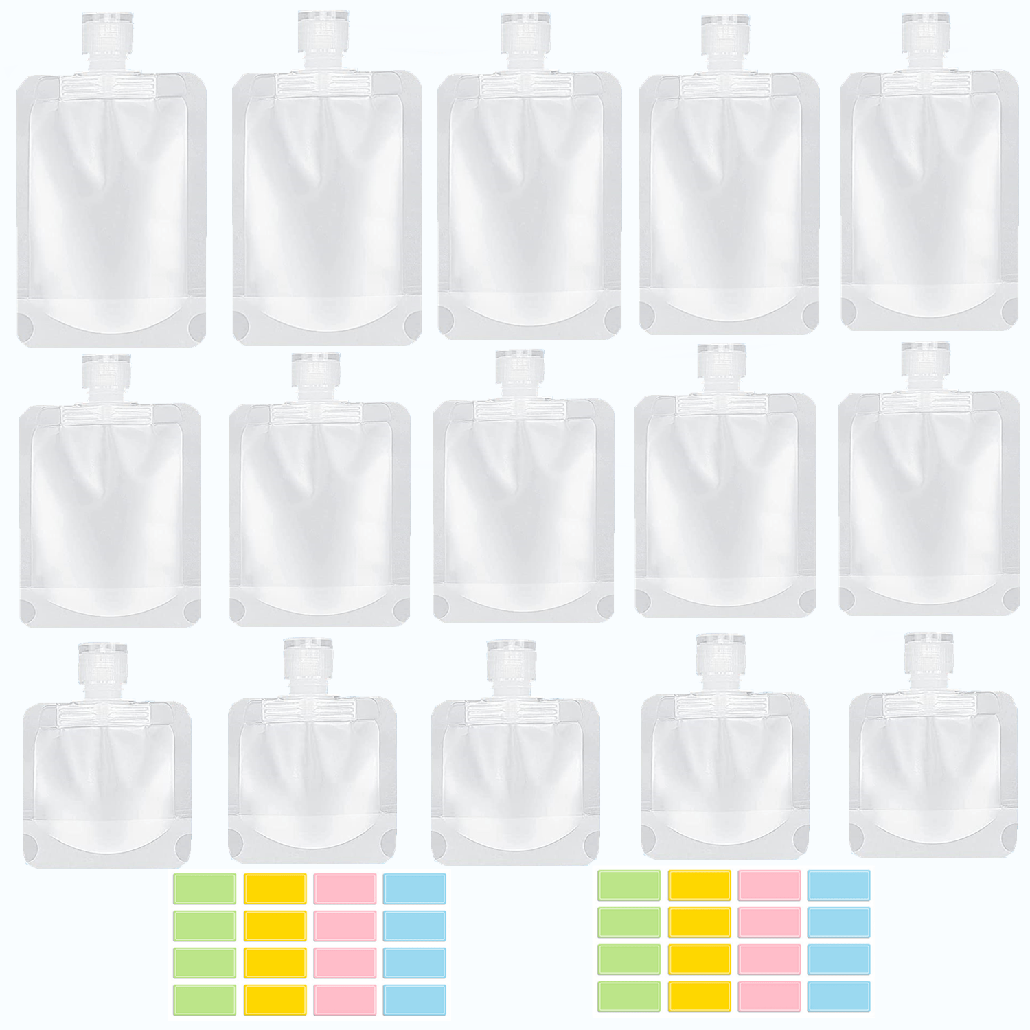 TEMU 17pcs Travel Toiletry Bags - Self-standing Refillable Liquid Containers With Labeled-like Adhesive-free System (no ) For Shampoo, Conditioner,