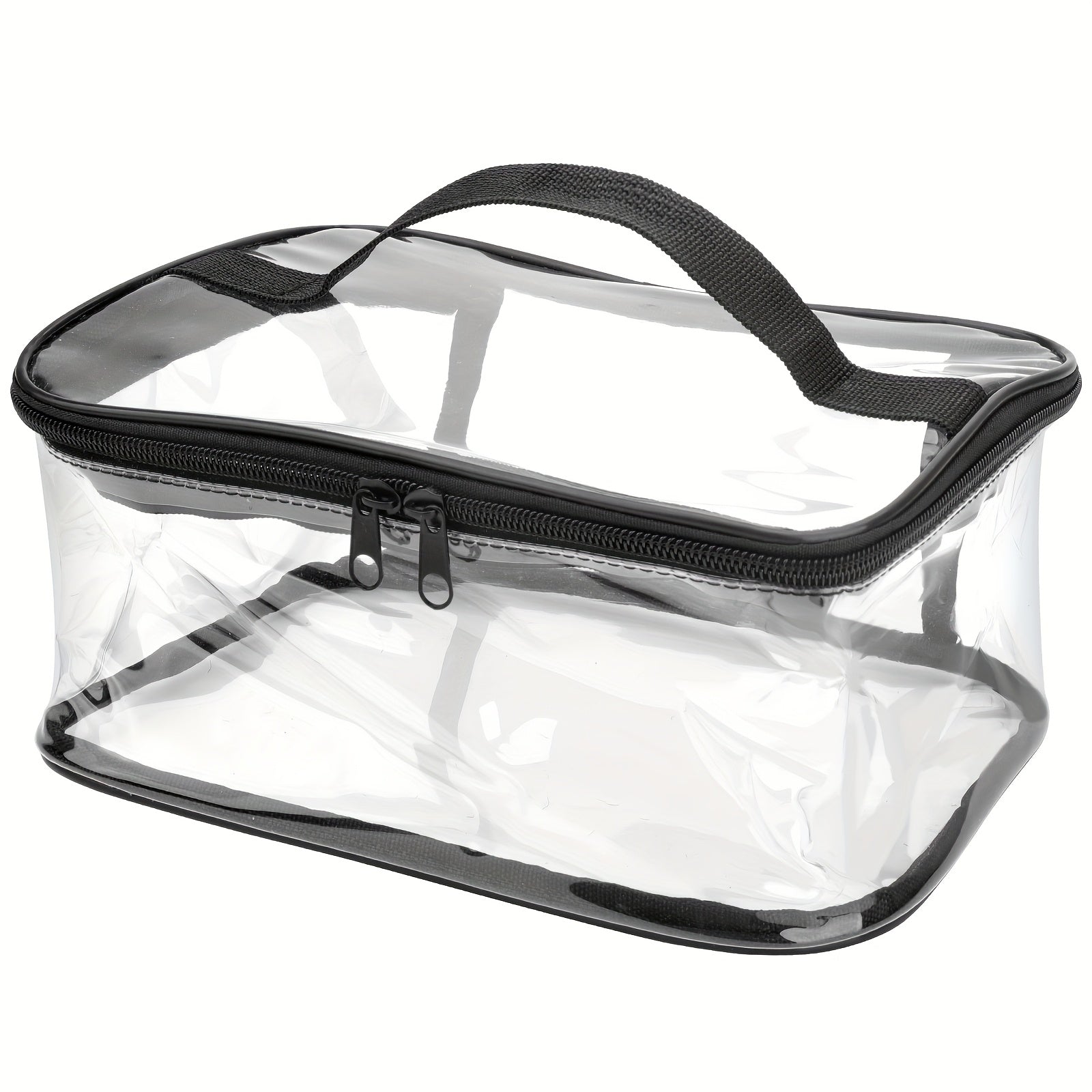 TEMU Pvc Storage Bag, Transparent Organizer For Household Items, Toiletries, Portable Travel Zippered Pouch, Clear Storage Box, Desk & Drawer