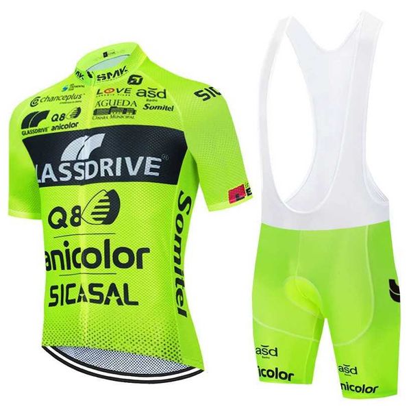 Fluor Yellow Cycling Jersey GLASSDRIVE Team Bike Maillot Jersey Shorts Suit Men 20D Road Ropa Bicycl Tshirt Pants ClothingXJ240926