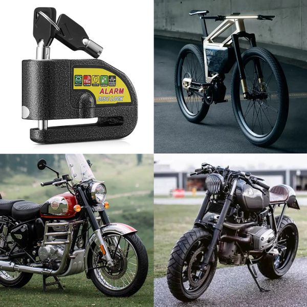 Wsdcam Disc Lock Alarm 110db Anti-Theft Motorcycle Alarm Padlock Waterproof with Lock Pin Bikes Scooters Alarm with Carrying Bag