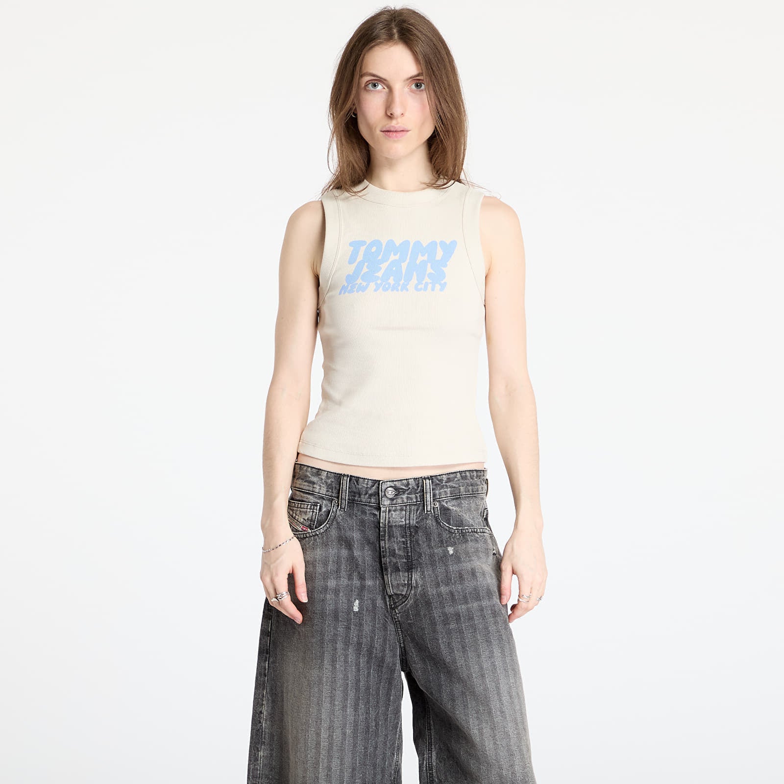 Tommy Jeans Slim Bubble Tank Top Beige S