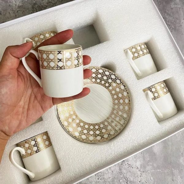 Cups Saucers 6 Pcs Urkish Espresso With Ceramic Cup Set For Coffee Kitchen Party Drink Ware Home Decor Creative Gifts