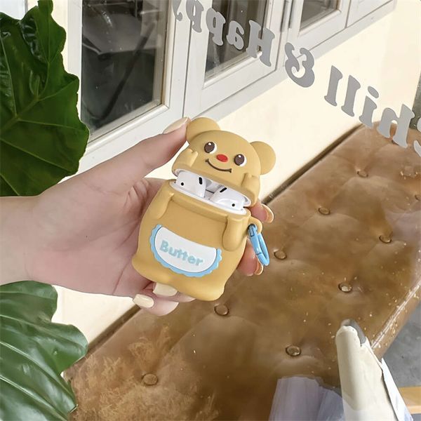 Butter Bear Suitable for Pro Bluetooth Wireless Earphone Cover 1-2-3 Generation Cute Silicone Funny