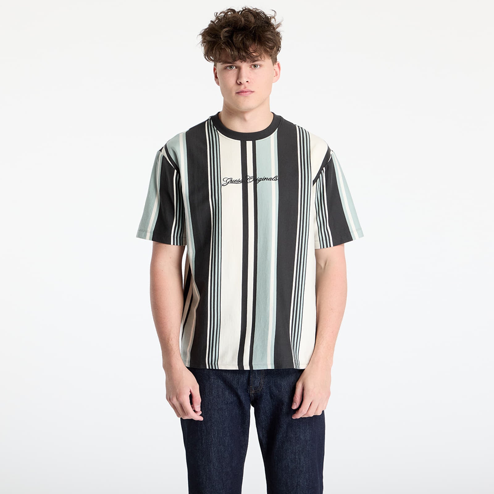 Koszulka GUESS Originals Stripe T-Shirt Washed Out Black M