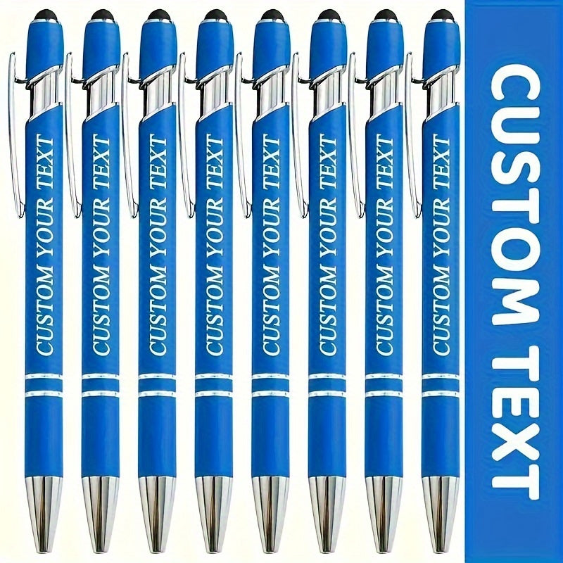 TEMU 5pcs Custom Engraved Aluminum Metal Pens - Sky Blue Retractable Fine Point Pens With Pocket Clip, Personalized Text For Father's Day, Day,