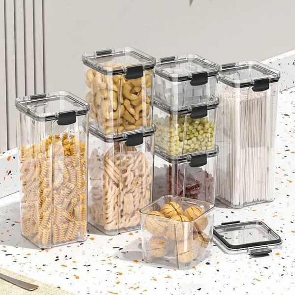 Food Savers Storage Containers Sealed jar whole grain household kitchen storage food grade transparent plastic box snack dry goods H240425