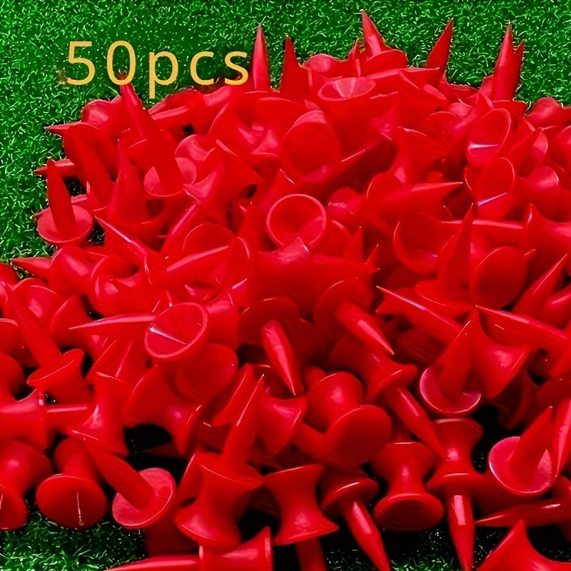 TEMU 50-100pcs Durable Double-layer Tees - Red, Stable & Long-lasting Design And Amateurs, Clubs, Versatile Golf Equipment | Vibrant Golf Gear |