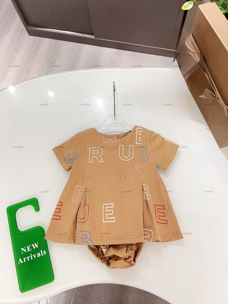 Popular newborn jumpsuits summer toddler girl dress baby Crawling suit Colour letter printing Short sleeve dress and Underwear