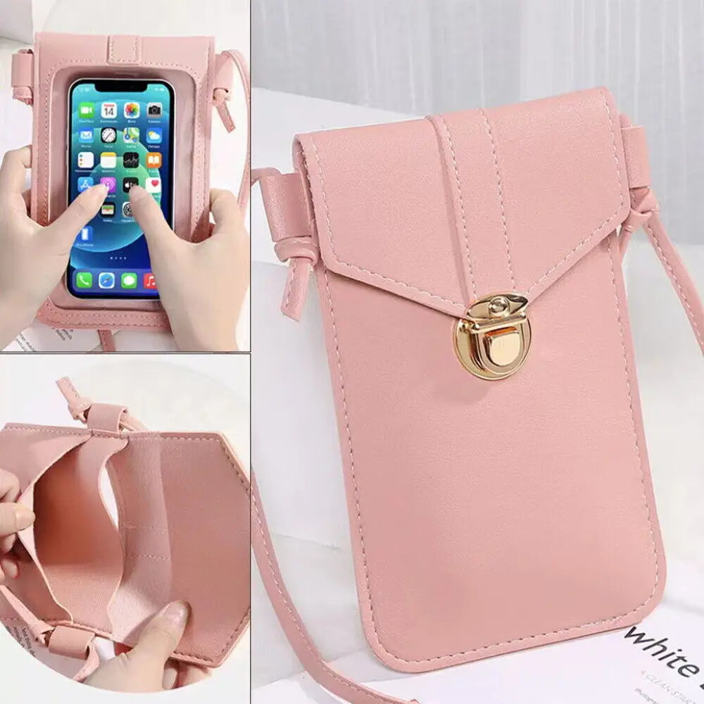 Fashion Phone Bag for Women Phone Shoulder Bag TLXT Touch Screen Cell Phone Purse PU Leather Crossbody Bag Handbag Card Holder Wallet Pink Shoulder