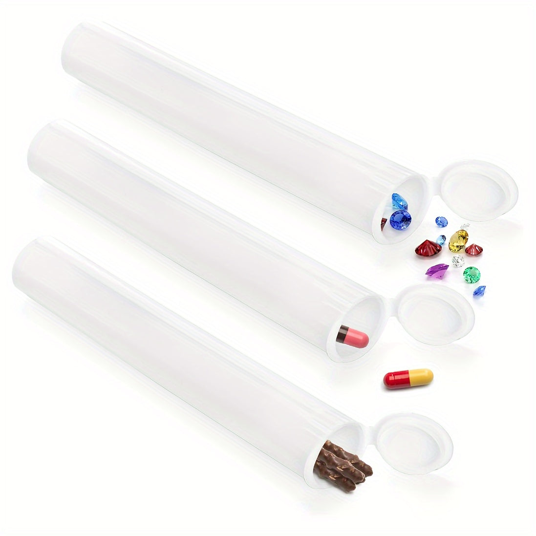 TEMU 20pcs, 116mm Versatile Plastic Storage Tubes Sealed Moisturizing Tube, Pre-rolled Cone Storage Tube, Waterproof, Portable, Multifunctional With